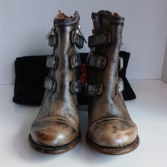 FreeBird Beckett Distressed Leather Zip Up High Heel Ankle Boots Size 9 - Picture 5 of 16